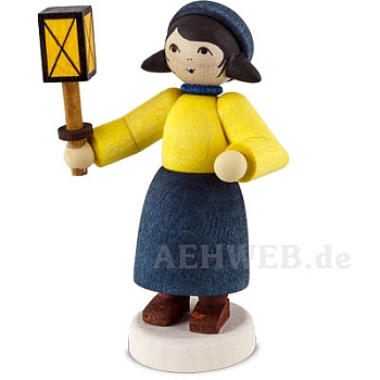 Night Walk Girl with short lantern stained