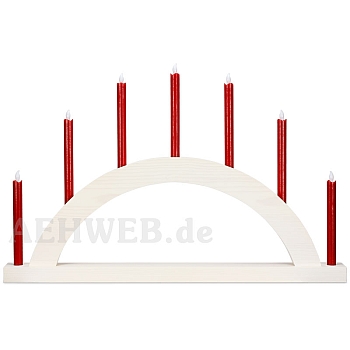 LED Round Arch with LED Candles white colored wood