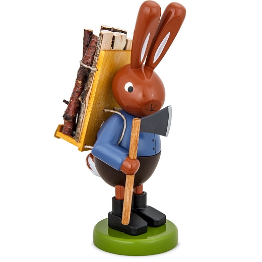 Hase mit Holztrage groß Serie 16 cm