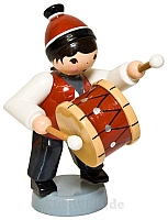 Winter musician with drum red
