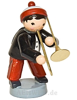 Winter musician with trombone red