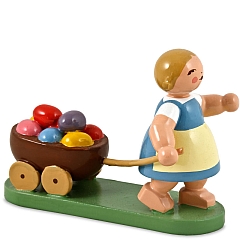 Girl with handcart and eggs