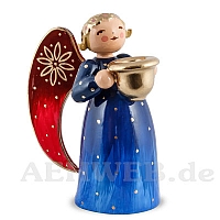 Angel with candleholder, small blue