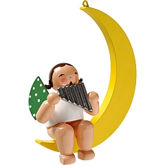 Angel with pan flute in the moon