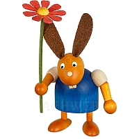 Easter Bunny with Flower, blue small