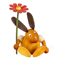 Easter Bunny with flower seated, yellow small
