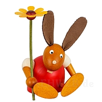 Easter Bunny with flower seated, red small