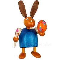 Easter Bunny with paintbrush and egg, blue small