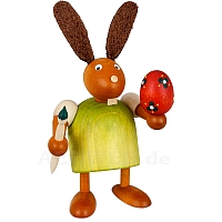 Easter Bunny with paintbrush and egg, green small