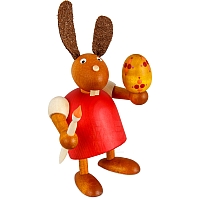 Easter Bunny with paintbrush and egg, red small