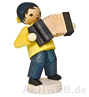 Boy with accordion stained
