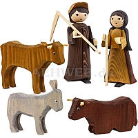 Farmers with 3 animals, stained, medium stained