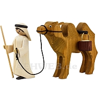 Camel driver and camel with buckets, medium stained