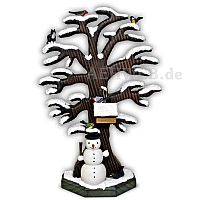 Winter oak with snow man