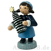 Geschenkemädchen mit Baum blau