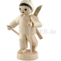 Ski rambler with ski sticks natural wood