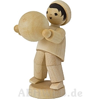 Boy carries snow ball natural wood