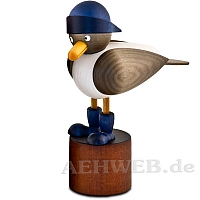 Mew Gull with blue souwester hat - gray