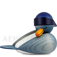 Sleeping Mew Gull with blue souwester hat - light blue