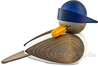 Sleeping Mew Gull with blue souwester hat - gray