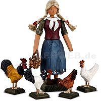 Farmers wife with chickens, large execution