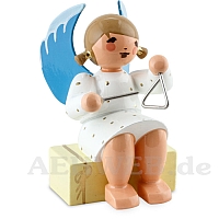 Angel sitting on gift package with Triangle white