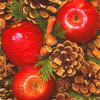 Serviette - Äpfel und Nüsse