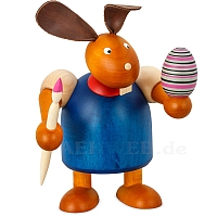Bunny with brush and egg, blue