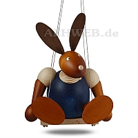 Big bunny on swing, blue