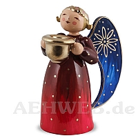 Angel with candleholder, small red
