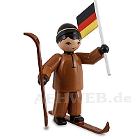 Skijumper with flag brown