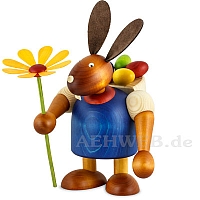 Big bunny with eggs and flowers, blue