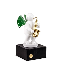 Angel with Saxophone on Small Pedestal