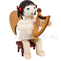Angel with Lyre sitting on stool stained