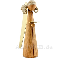 Cherrywood Angel with brass wings 19.5 cm