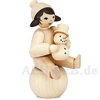 Snowman building Girl on Snowball natural wood from Ulmik