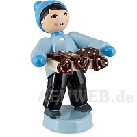 Pfefferkuchenjunge mit Bauchladen blau