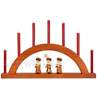 LED Round Arch with LED Candles walnut colored wood