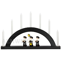 LED Round Arch with LED Candles black colored wood