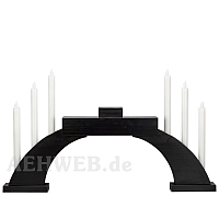 LED Candle Socket Arch with LED Candles and base black colored wood