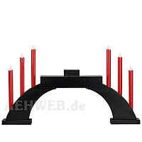 LED Candle Socket Arch with LED Candles and base black colored wood