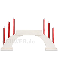 LED Candle Socket Arch with LED Candles and base white colored wood