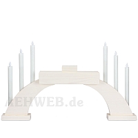 LED Candle Socket Arch with LED Candles and base white colored wood