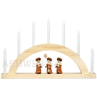 LED Round Arch with LED Candles natural wood