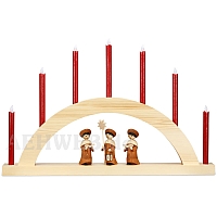 LED Round Arch with LED Candles natural wood