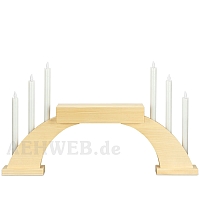 LED Candle Socket Arch with LED Candles and base natural wood