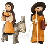 Maria und Josef auf Esel 7 cm gebeizt