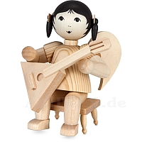 Angel with Balalaika sitting on stool natural